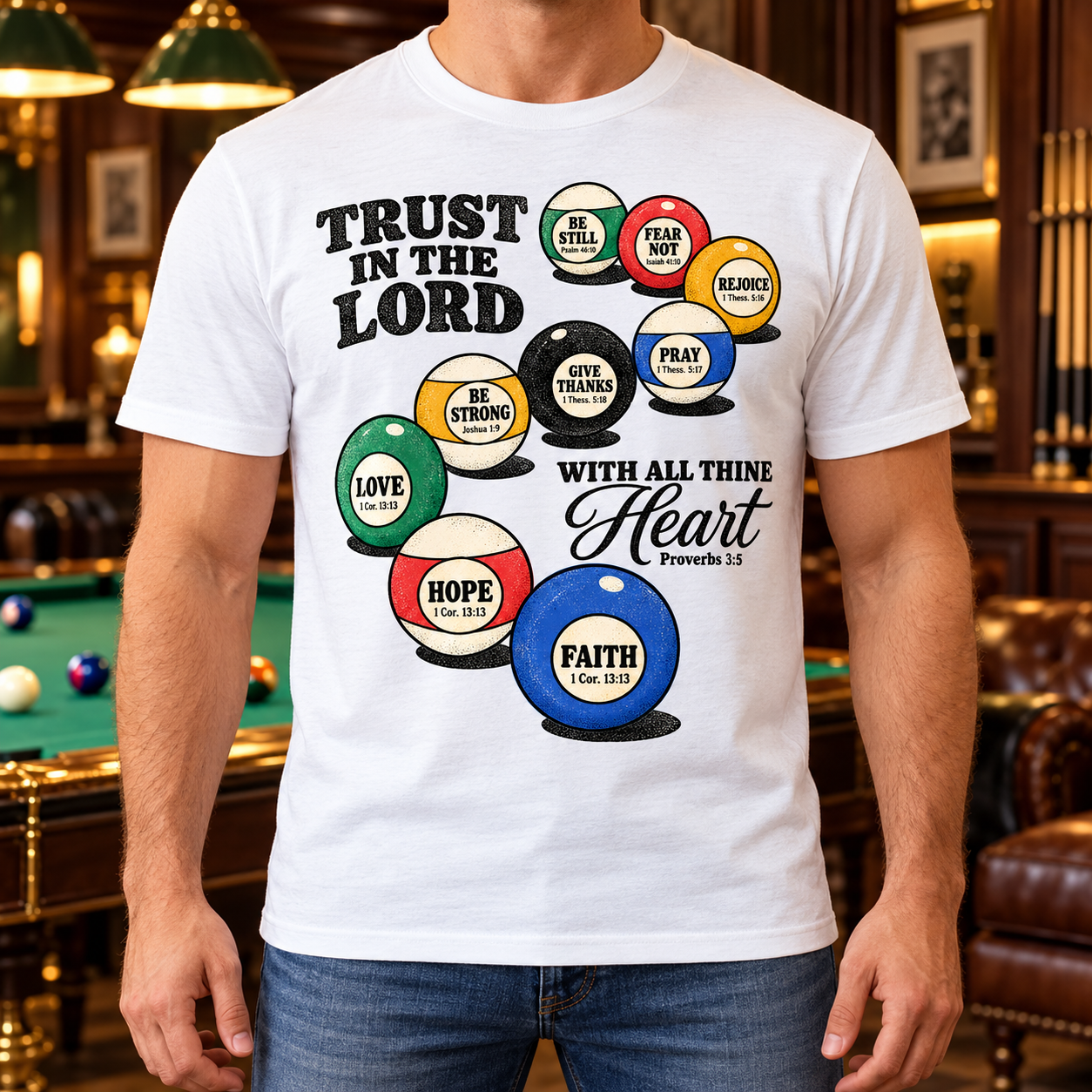 Mannen-T-shirt: Trust in the Lord — biljart